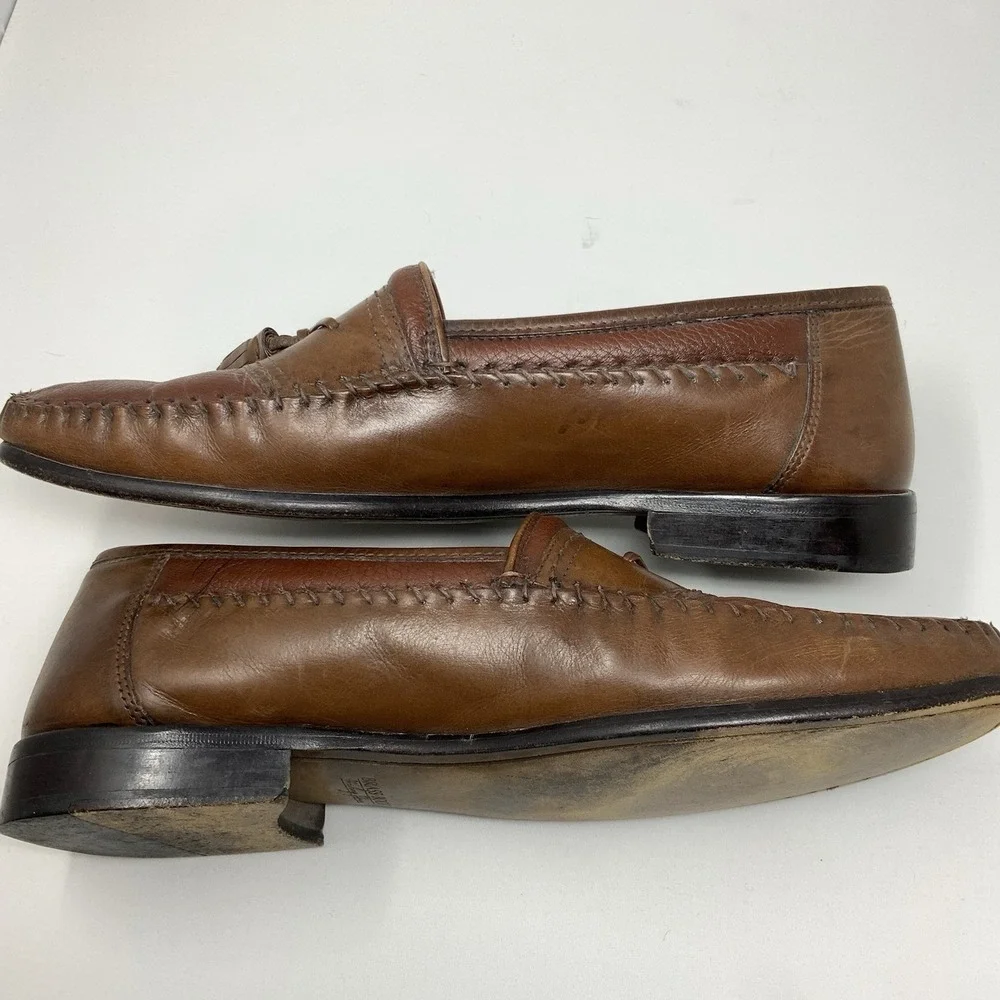 Brass Boot Mens 10.5 W‎ Tassel Sheep Skin Lining Brown Leather Loafer Shoes READ